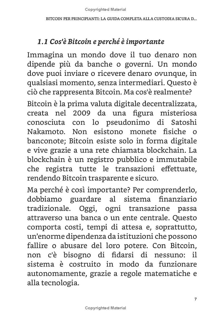 Bitcoin per Principianti: La Guida Completa alla Custodia Sicura delle Tue Criptovalute: Impara a proteggere i tuoi Bitcoin con portafogli sicuri, ... a lungo termine (Italian Edition)